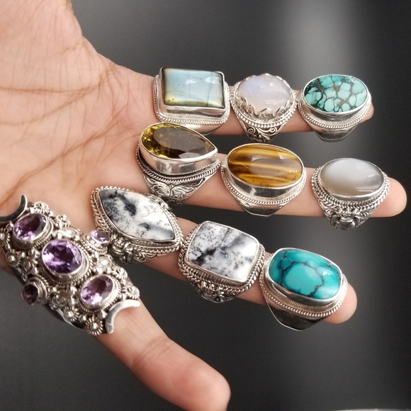 Handmade Sterling Silver Rings Authentic Stones - Picture 7 of 8